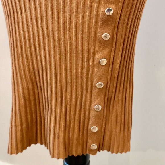 Mustard Brown Ribbed Knit Crop Long Sleeve & High waist Pencil Skirt Coords Set - Picture 7 of 7